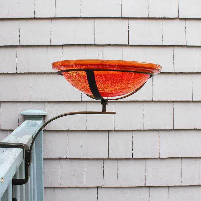 Crackle Glass Birdbath 12